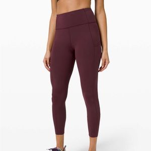 Lululemon Burgundy Fast and Free Tight II 25"